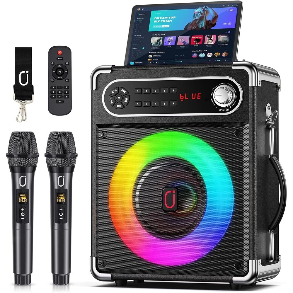 JYX Karaoke Machine 2 Wireless Microphones Bluetooth PA System